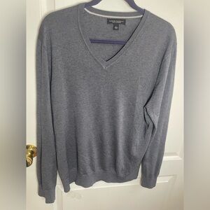 Banana Republic Men's Gray V-Neck Sweater Silk/Cashmere